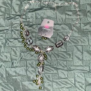 Purple/Green necklace and earring set